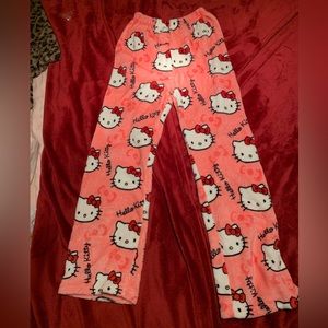Light pink fuzzy hello kitty pajama pants